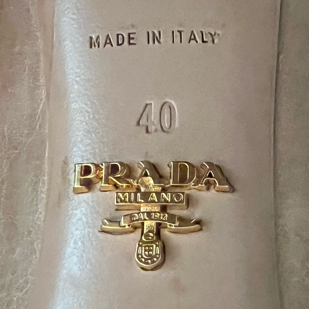 Prada Leather Cream Round Toe Heel 10 - Picture 9 of 10